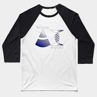 Artificial Intelligence | Geometric Letters Slogan White Baseball T-Shirt